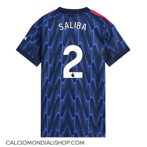 Maglie da calcio Arsenal William Saliba #2 Seconda Maglia Femminile 2025-26 Manica Corta